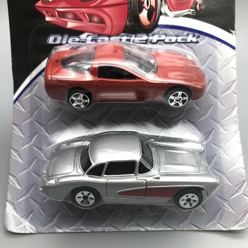 Kid Connection Diecast‎ 2 Pack 1997 Red Corvette & Silver 1957 1/64 Scale